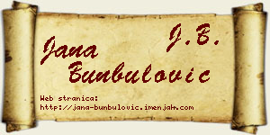 Jana Bunbulović vizit kartica